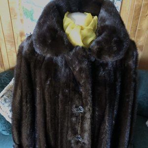 Custom Made ~ MINK COAT ~ Genuine Fur ~ Deep Rich Brown ~ Full Length ~ Size LG